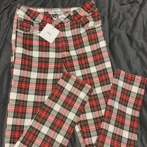 NWT ADIKA Multi-color Plaid Skinny Pany